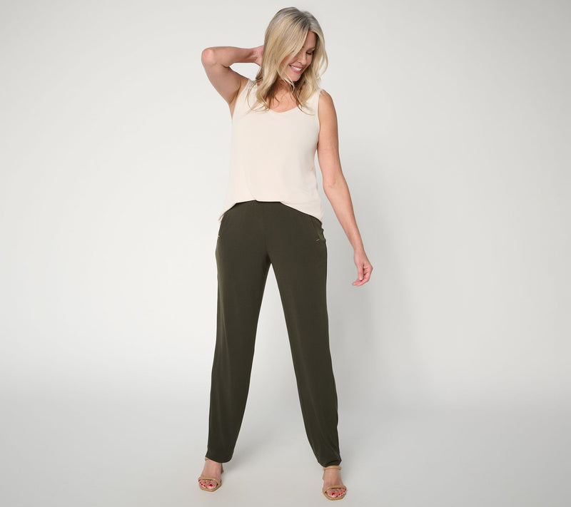 Susan Graver Petite Liquid Knit Straight-Leg Pants — View 13