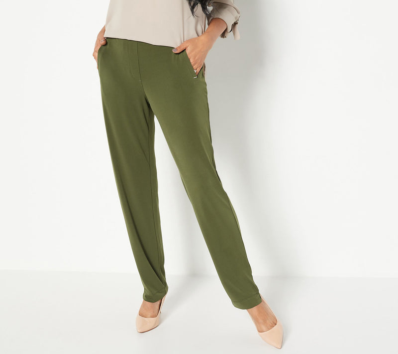 Susan Graver Petite Liquid Knit Straight-Leg Pants — View 7