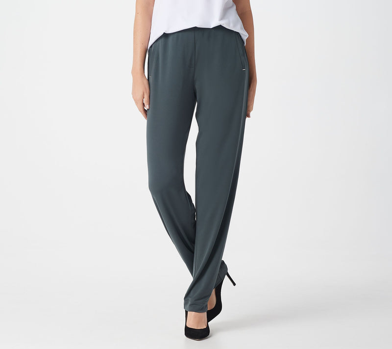 Susan Graver Petite Liquid Knit Straight-Leg Pants — View 32