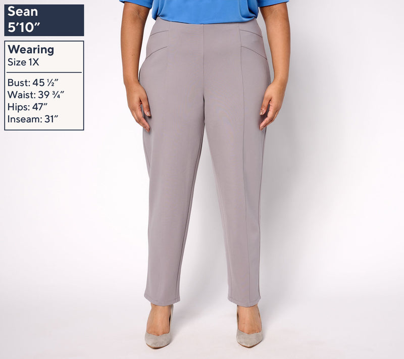Susan Graver Petite Ponte Knit Pull-On Pants w/ Seam Detail — View 10