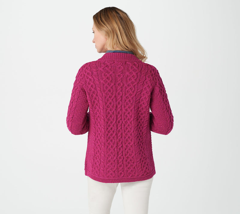 Aran Crafts Merino Wool Zip-Front Cardigan — View 2