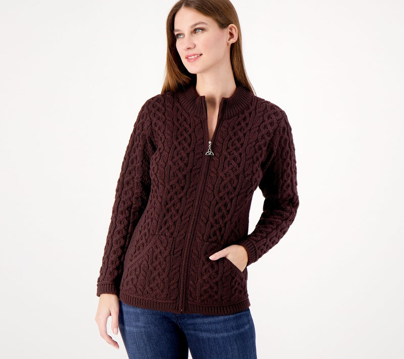 Aran Crafts Merino Wool Zip-Front Cardigan — View 25