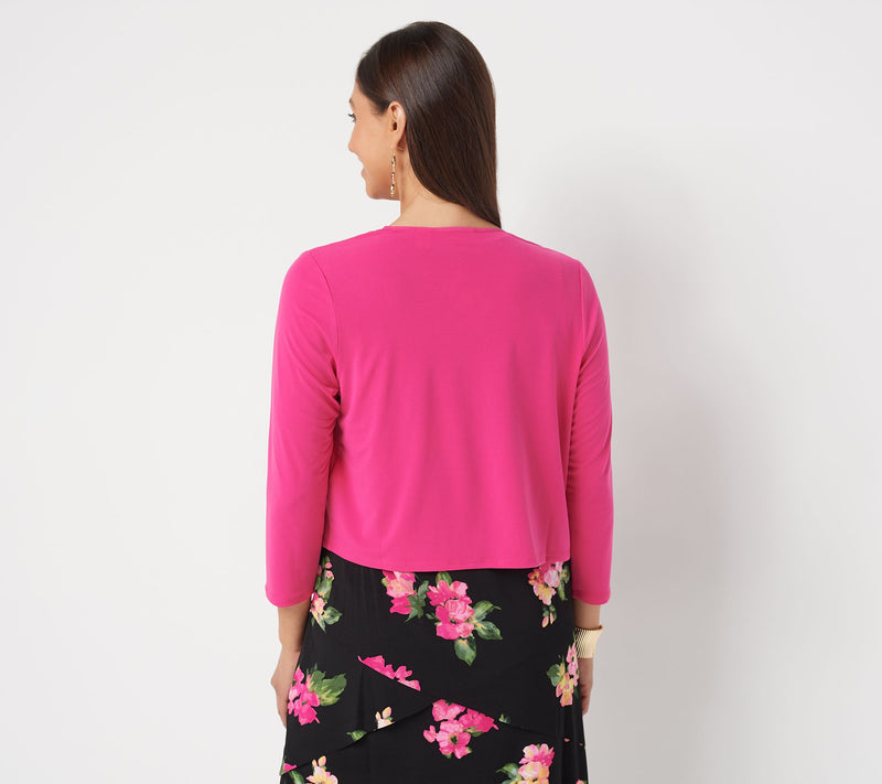 Susan Graver Liquid Knit 3/4-Sleeve Open-Front Shrug — View 20