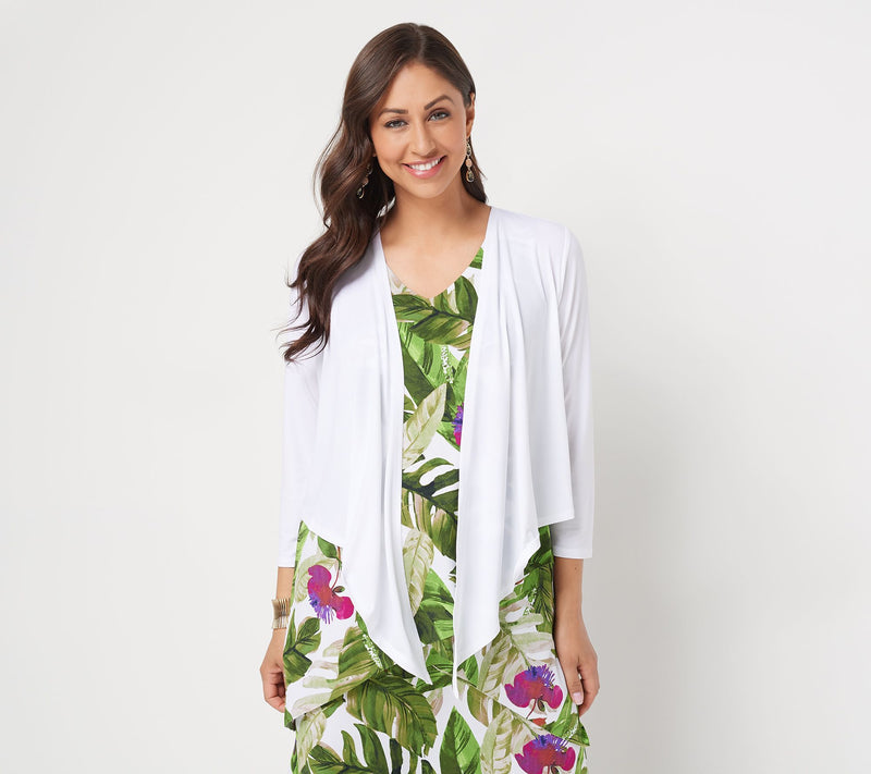 Susan Graver Liquid Knit 3/4-Sleeve Open-Front Shrug — View 19