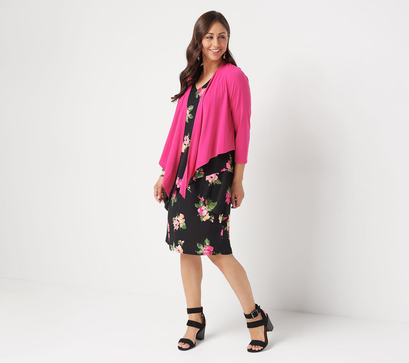 Susan Graver Liquid Knit 3/4-Sleeve Open-Front Shrug — View 21