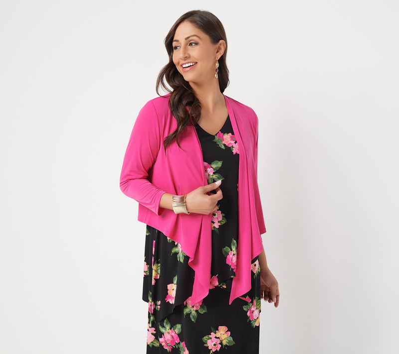Susan Graver Liquid Knit 3/4-Sleeve Open-Front Shrug — View 15