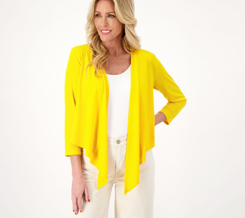 Susan Graver Liquid Knit 3/4-Sleeve Open-Front Shrug — View 5