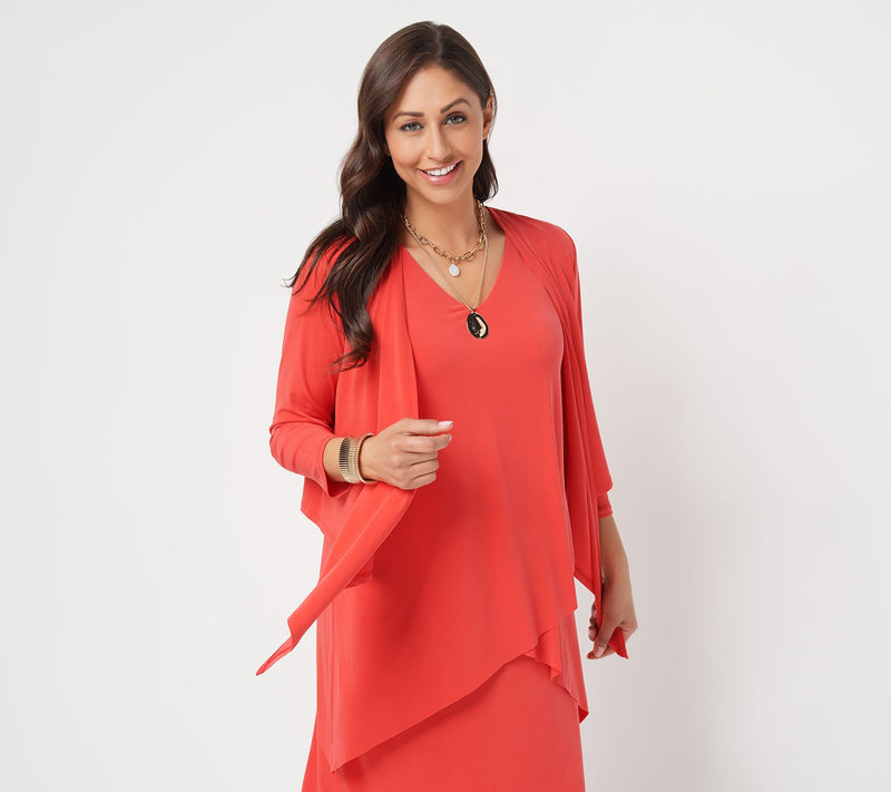 Susan Graver Liquid Knit 3/4-Sleeve Open-Front Shrug — View 17