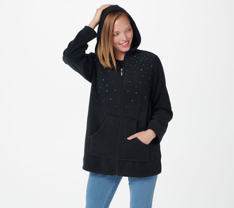 Quacker Factory Embellished Fleece Zip Front Jacket — View 7