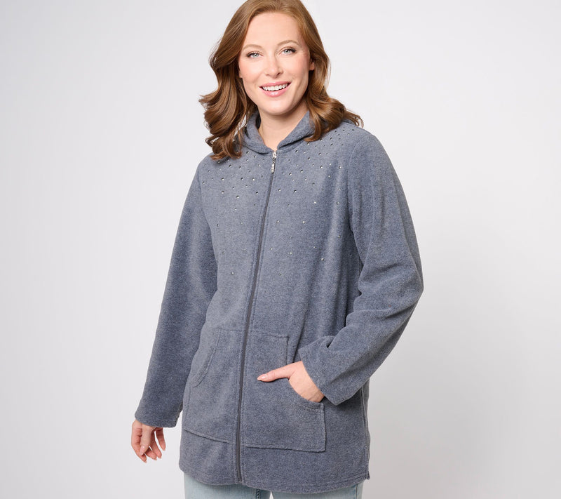 Quacker Factory Embellished Fleece Zip Front Jacket — View 16
