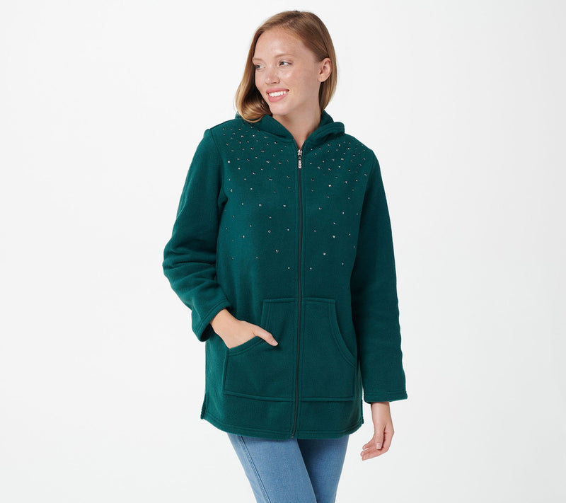 Quacker Factory Embellished Fleece Zip Front Jacket — View 5