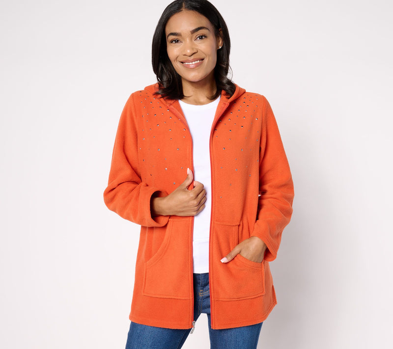 Quacker Factory Embellished Fleece Zip Front Jacket — View 17