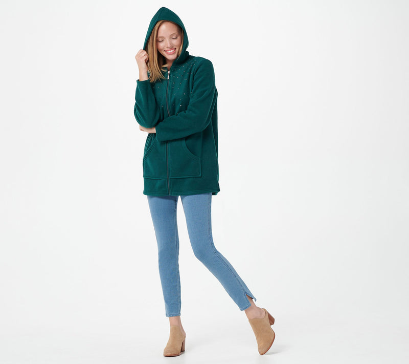 Quacker Factory Embellished Fleece Zip Front Jacket — View 11