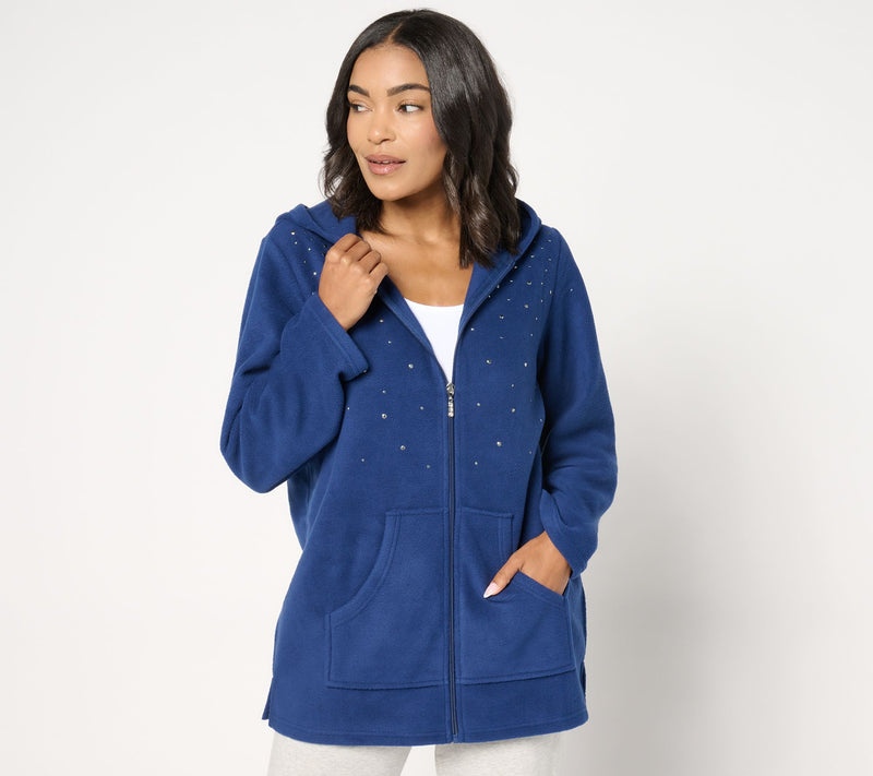 Quacker Factory Embellished Fleece Zip Front Jacket — View 18
