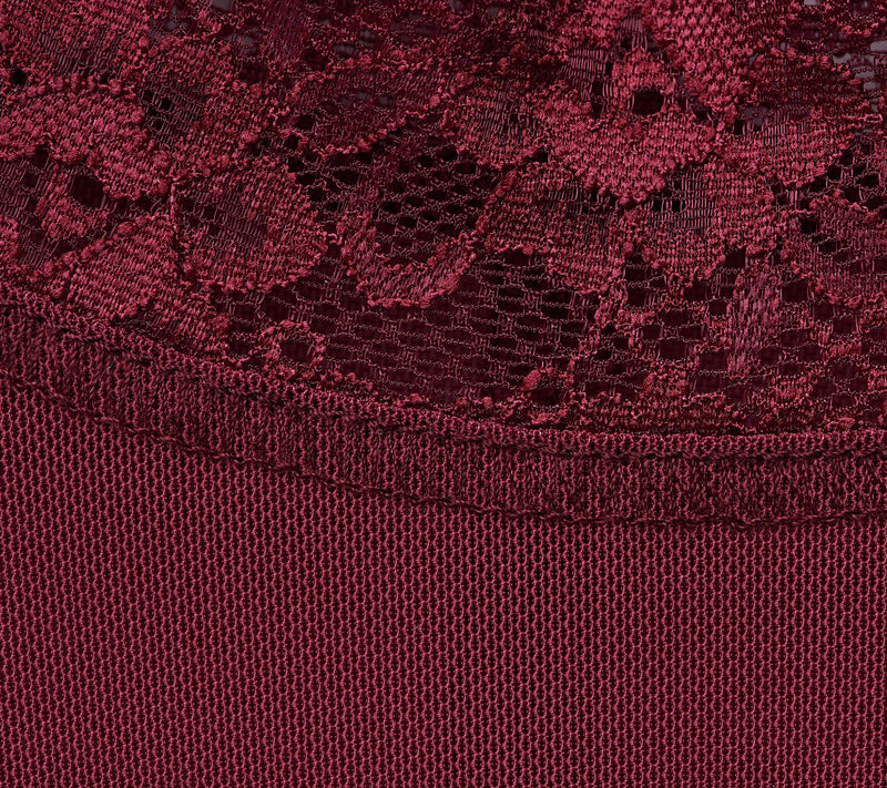 LOGO Layers by Lori Goldstein Sheer Mesh Mock Neck Top with Lace Trim — View 20