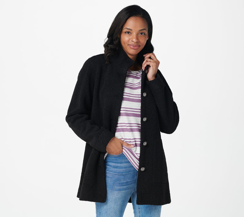Susan Graver Weekend Knit Boucle Button-Front Jacket — View 15