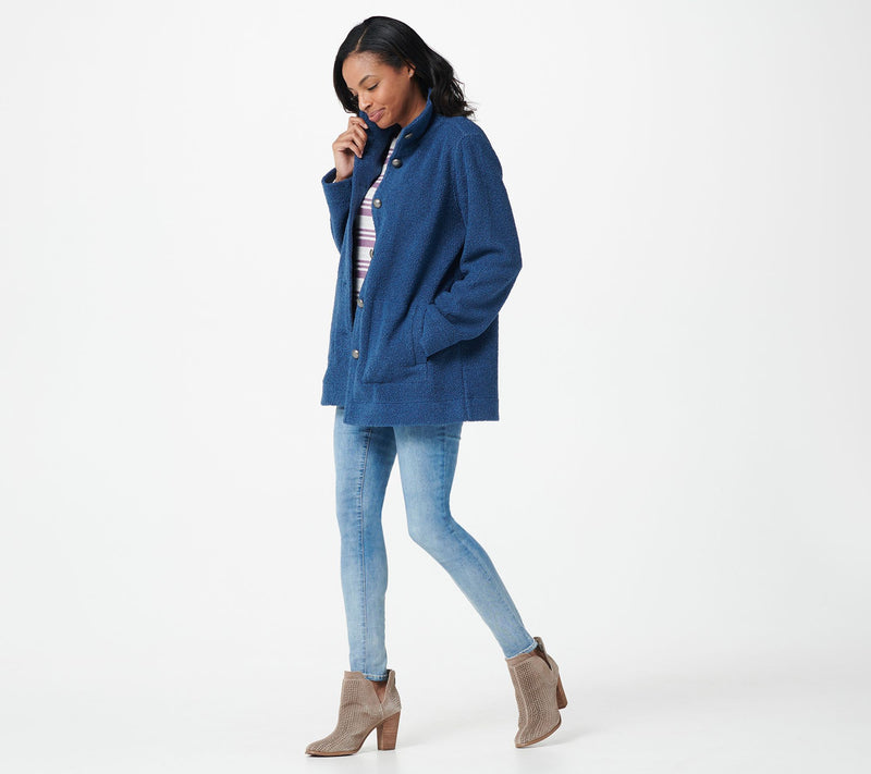 Susan Graver Weekend Knit Boucle Button-Front Jacket — View 17