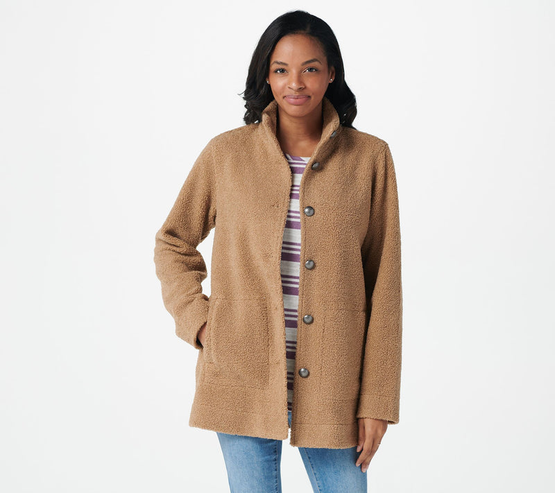 Susan Graver Weekend Knit Boucle Button-Front Jacket — View 7