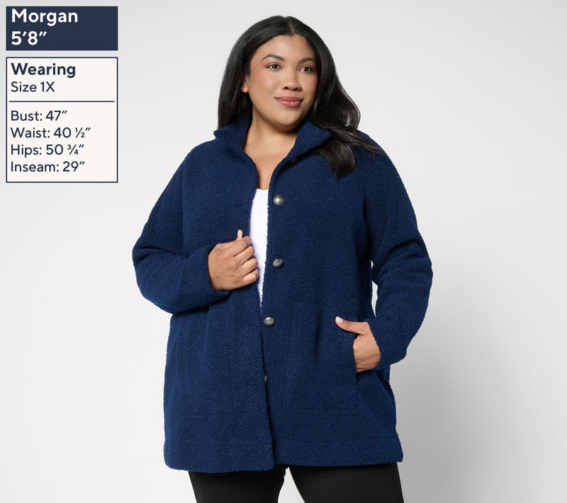 Susan Graver Weekend Knit Boucle Button-Front Jacket — View 16