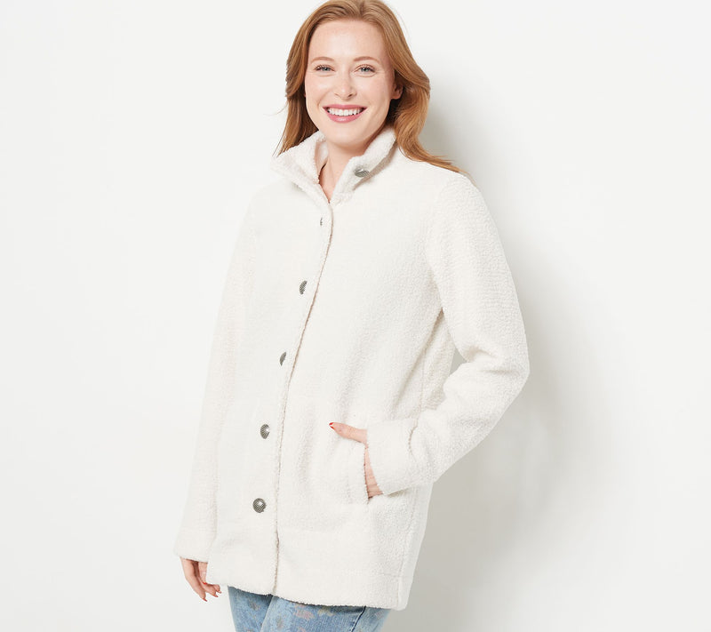 Susan Graver Weekend Knit Boucle Button-Front Jacket — View 5