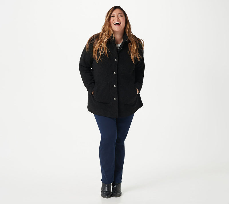 Susan Graver Weekend Knit Boucle Button-Front Jacket — View 18