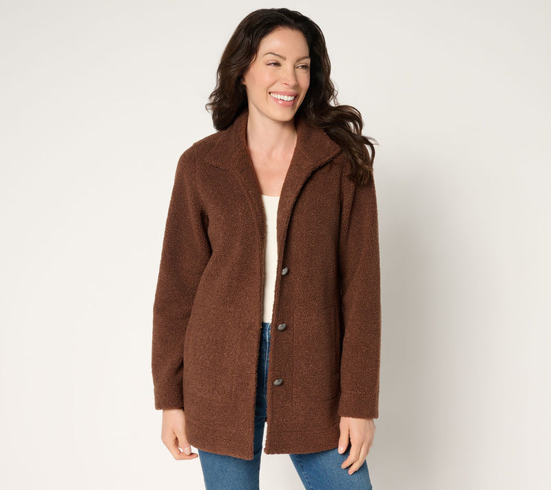 Susan Graver Weekend Knit Boucle Button-Front Jacket — View 26