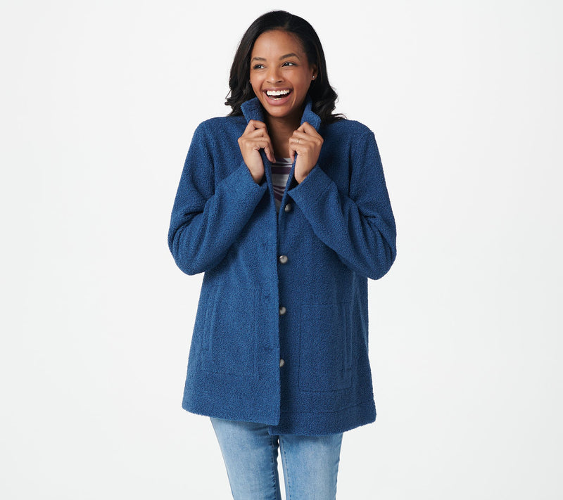 Susan Graver Weekend Knit Boucle Button-Front Jacket — View 11