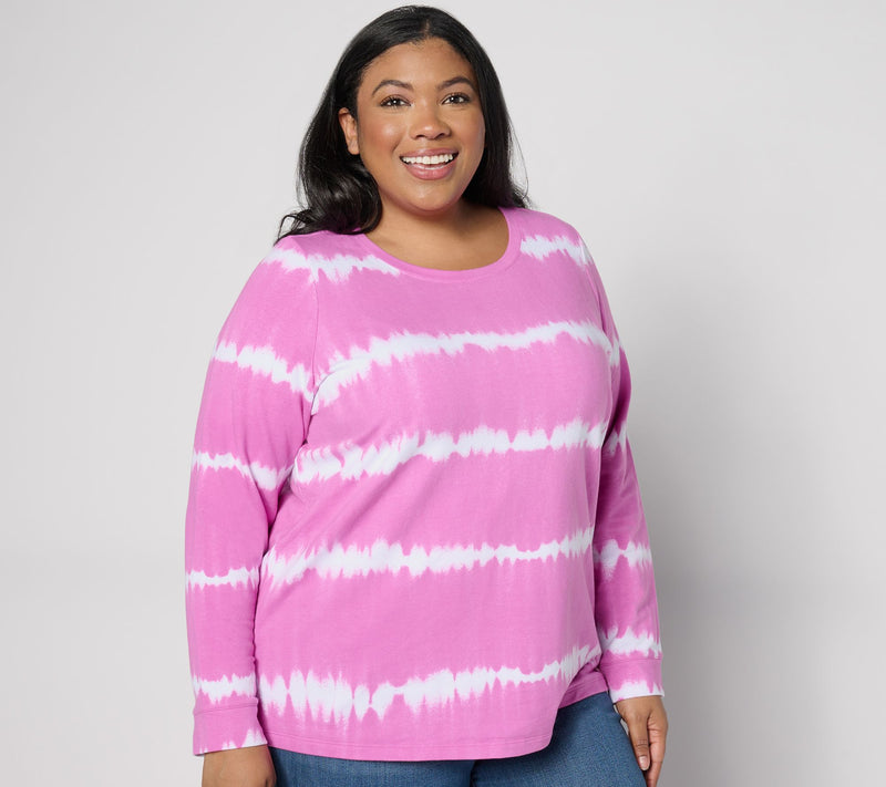 Denim & Co. Tie-Dye French Terry Long-Sleeve Sweatshirt — View 34