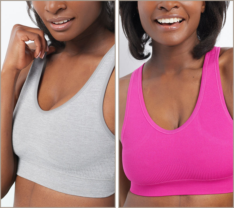 AnyBody Set of 2 Rib Knit Seamless Bras — Main view