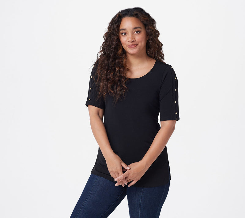 Susan Graver Regular Liquid Knit Elbow-Sleeve Tunic — View 26