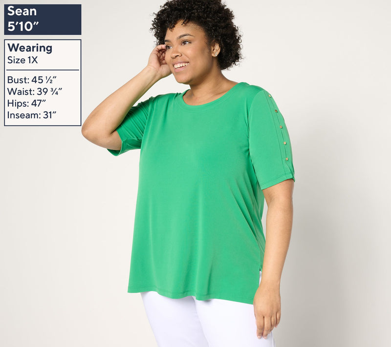 Susan Graver Regular Liquid Knit Elbow-Sleeve Tunic — View 12