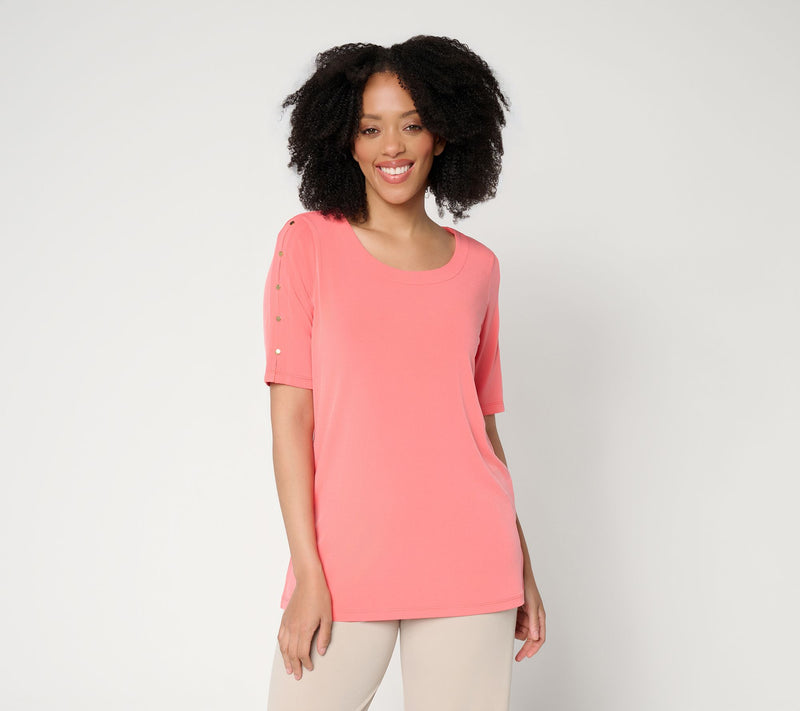 Susan Graver Regular Liquid Knit Elbow-Sleeve Tunic — View 11