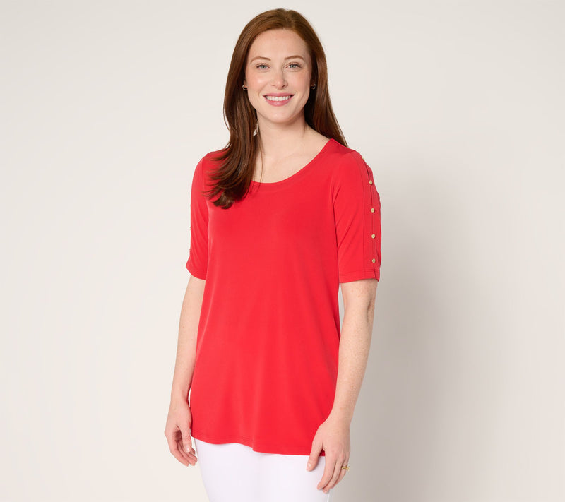 Susan Graver Regular Liquid Knit Elbow-Sleeve Tunic — View 32
