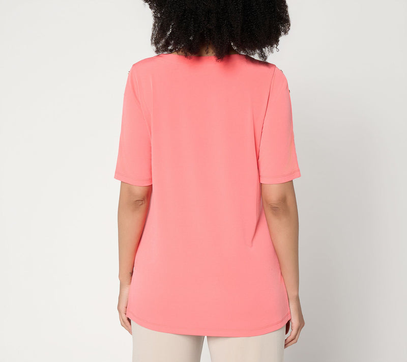 Susan Graver Petite Liquid Knit Elbow-Sleeve Tunic — View 24