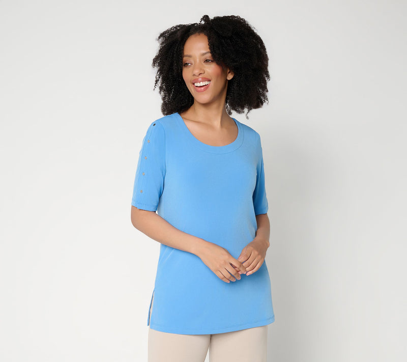 Susan Graver Petite Liquid Knit Elbow-Sleeve Tunic — View 19