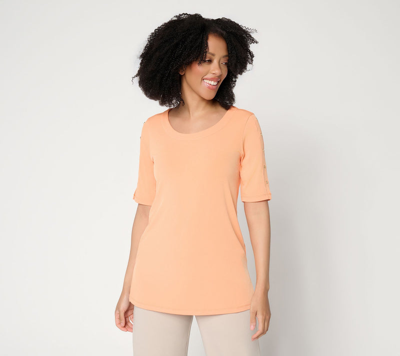Susan Graver Petite Liquid Knit Elbow-Sleeve Tunic — View 13