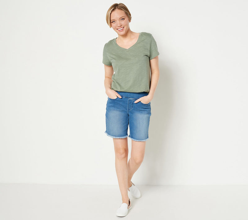 Belle by Kim Gravel TripleLuxe Denim 5-Pocket 8" Shorts — View 11