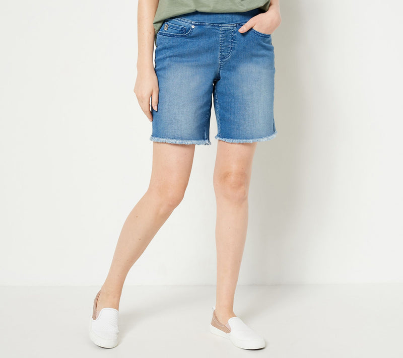 Belle by Kim Gravel TripleLuxe Denim 5-Pocket 8" Shorts — Main view