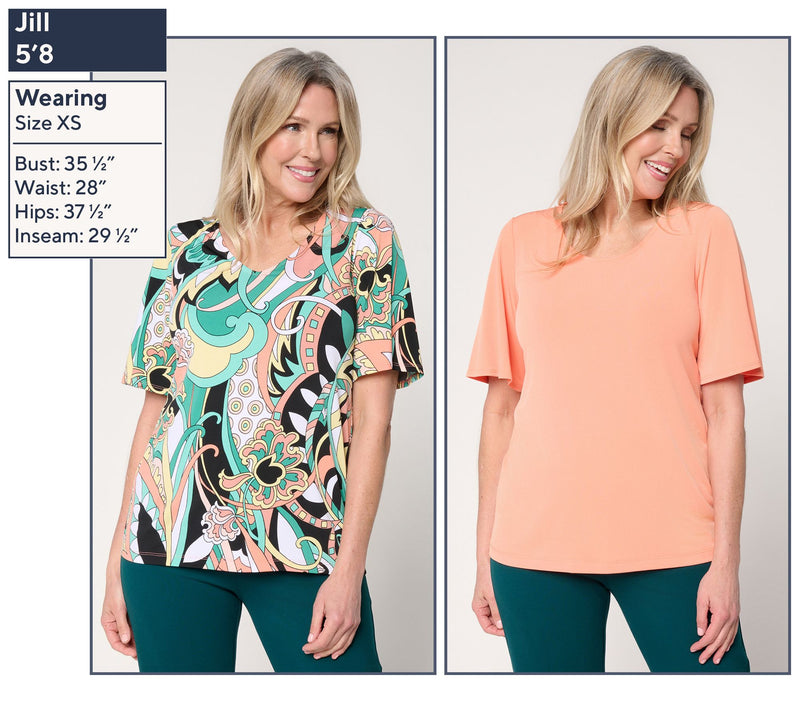 Susan Graver Set of Two Print & Solid Liquid Knit Tops — View 14