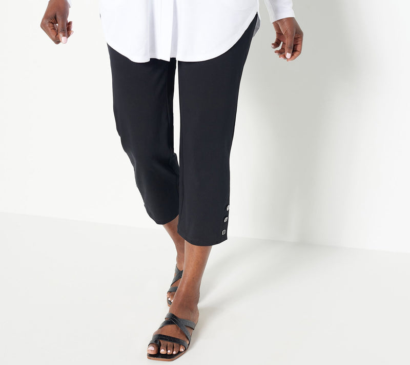 Susan Graver Weekend Regular Premium Stretch Crop Pants with Button Detail — View 13