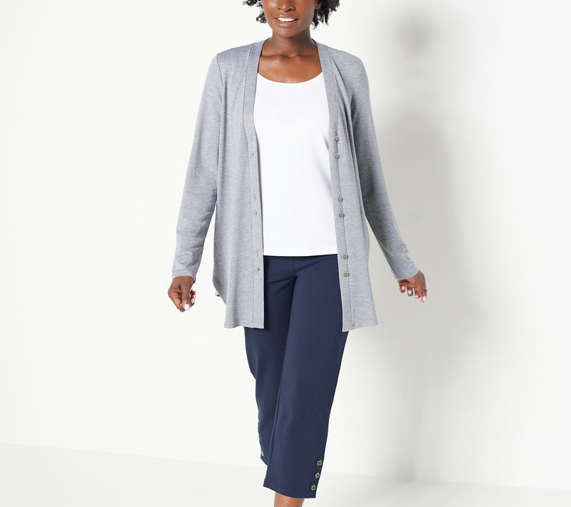 Susan Graver Weekend Regular Premium Stretch Crop Pants with Button Detail — View 14