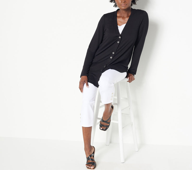 Susan Graver Weekend Regular Premium Stretch Crop Pants with Button Detail — View 15