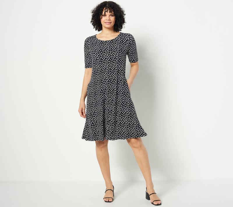 Susan Graver Print or Solid Liquid Knit Fit & Flare Dress — View 21