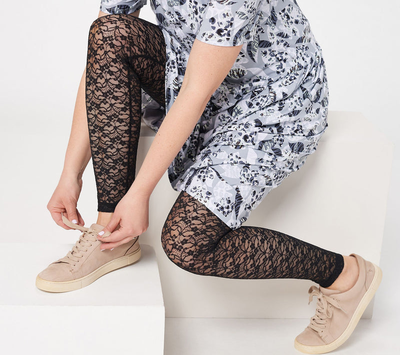 LOGO Layers by Lori Goldstein Regular Stretch Lace Leggings — View 5