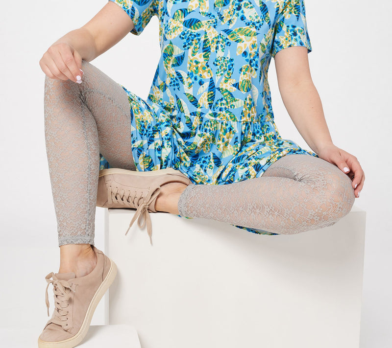 LOGO Layers by Lori Goldstein Regular Stretch Lace Leggings — View 7