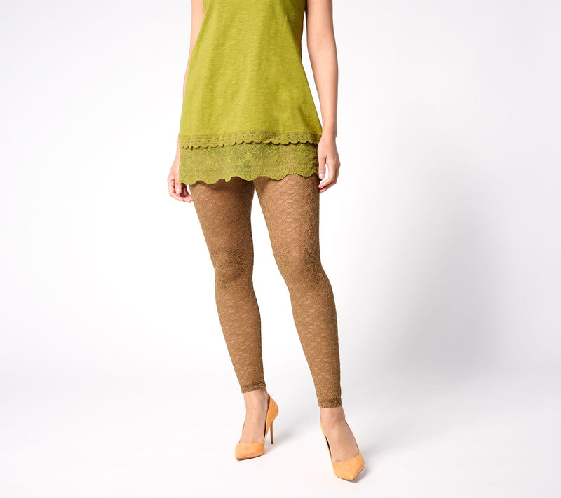 LOGO Layers by Lori Goldstein Regular Stretch Lace Leggings — View 18