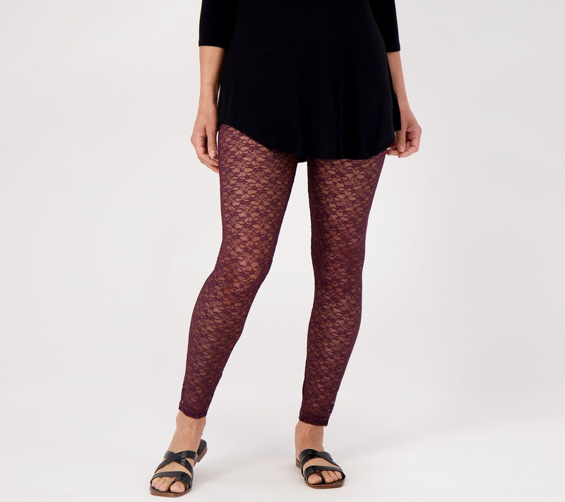 LOGO Layers by Lori Goldstein Regular Stretch Lace Leggings — View 9