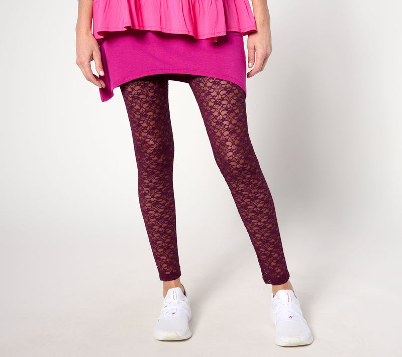 LOGO Layers by Lori Goldstein Regular Stretch Lace Leggings — View 24