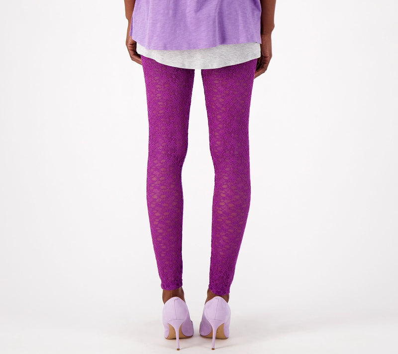 LOGO Layers by Lori Goldstein Petite Stretch Lace Leggings — View 20