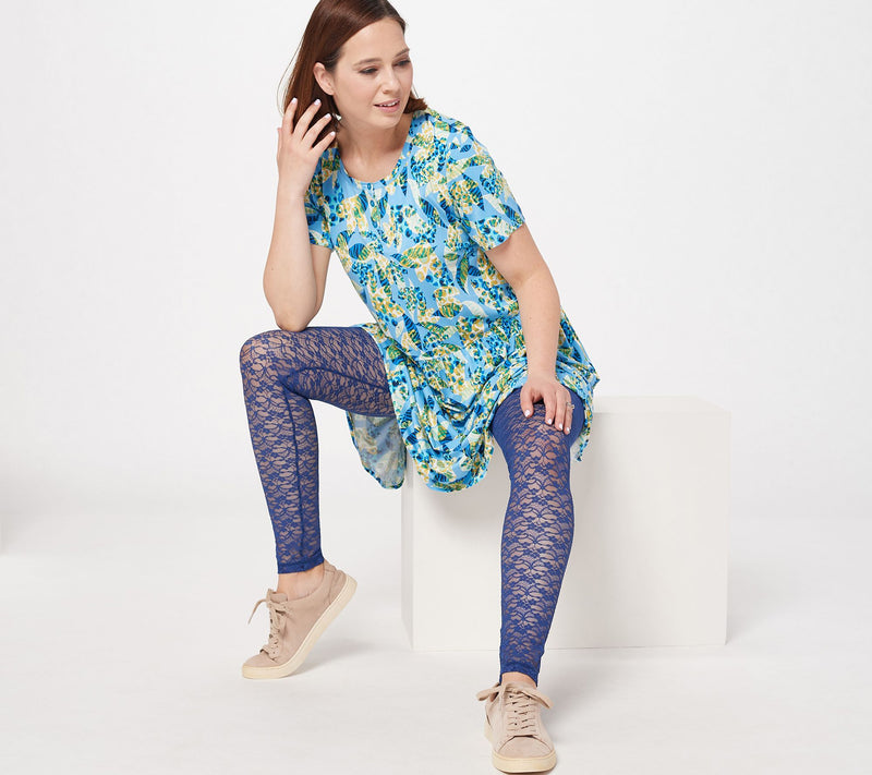 LOGO Layers by Lori Goldstein Petite Stretch Lace Leggings — View 3
